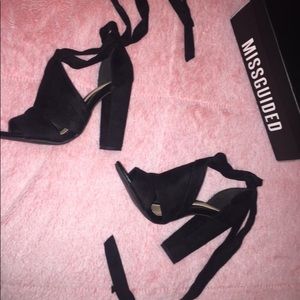 Missguided tie up chunky heels